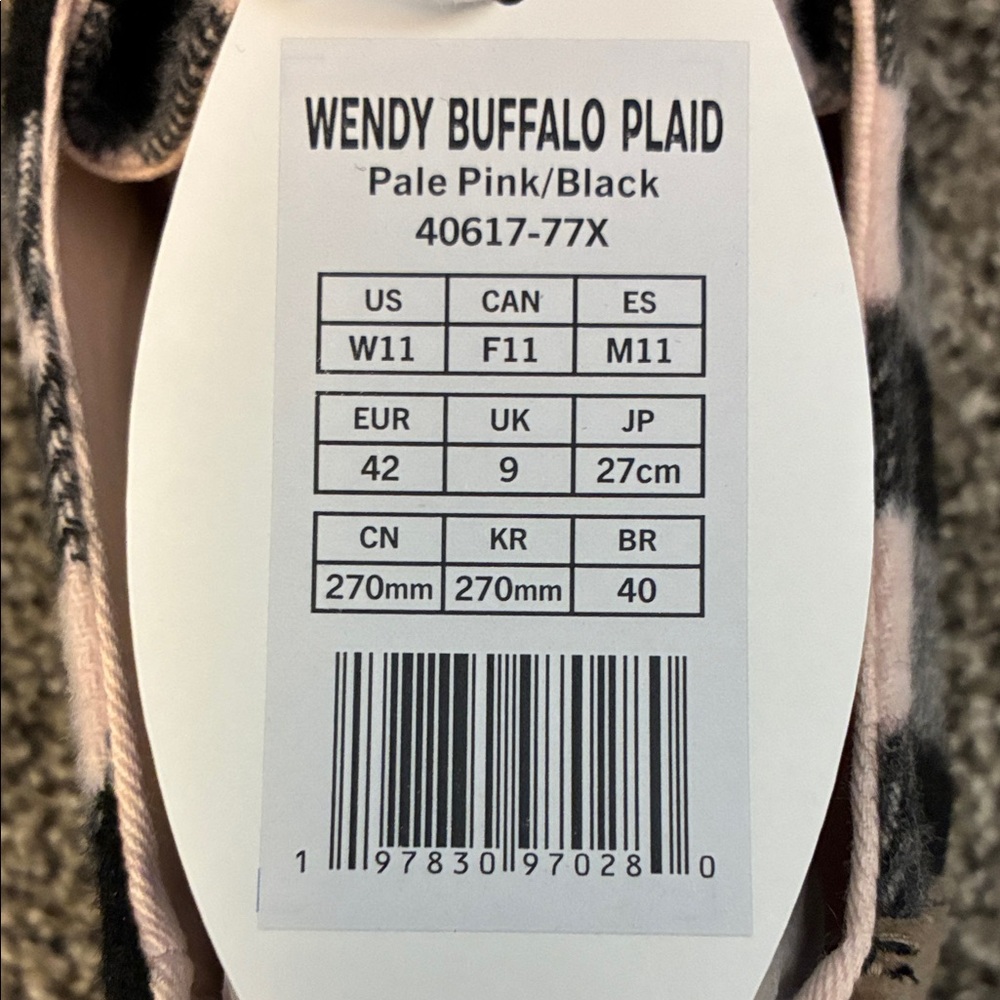 Women’s Pale Pink and Black Wendy Buffalo Plaid Hey Dude Shoes - Size 11 - Picture 5 of 5